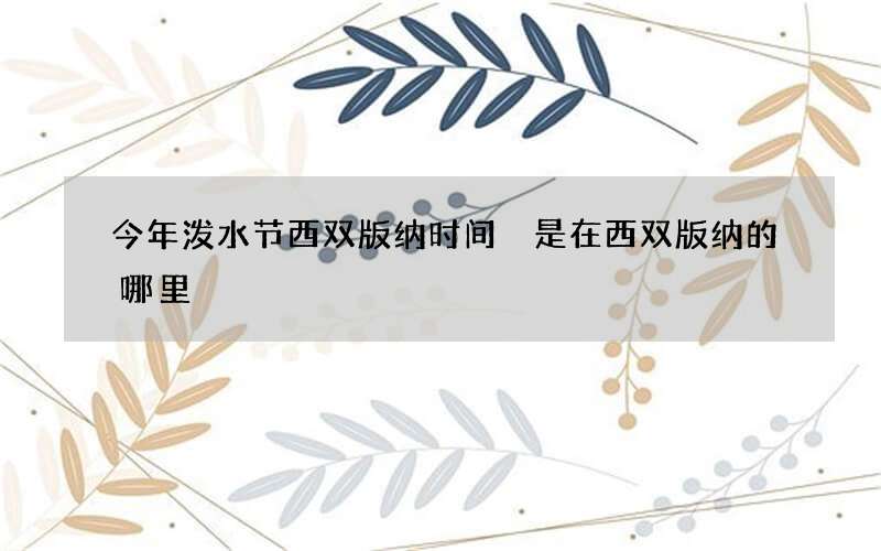 今年泼水节西双版纳时间 是在西双版纳的哪里